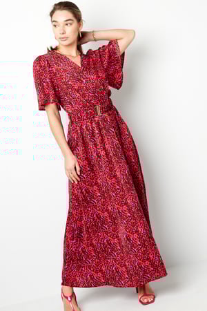 Vestido largo con estampado - rojo S h5 Imagen4