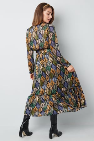 Maxi jurk herfstprint beige multi h5 Afbeelding7