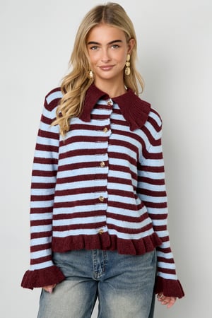 Knitted Polyester Fiber Women's Cardigan Casual Stripes h5 Picture10