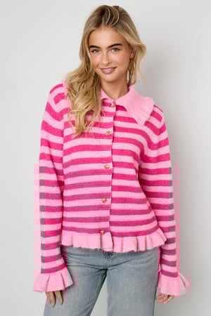 Knitted Polyester Fiber Women's Cardigan Casual Stripes h5 Picture9