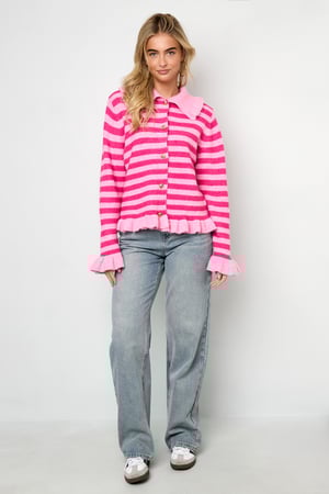 Knitted Polyester Fiber Women's Cardigan Casual Stripes h5 Picture6