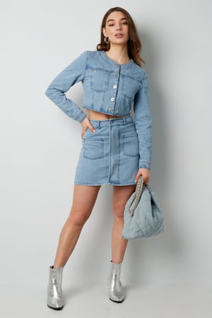 Gonna in denim con tasche - grigia h5 Immagine4