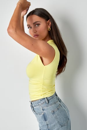 Gathered sleeveless top basic h5 Picture6