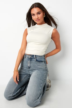 Gathered sleeveless top basic h5 Picture7