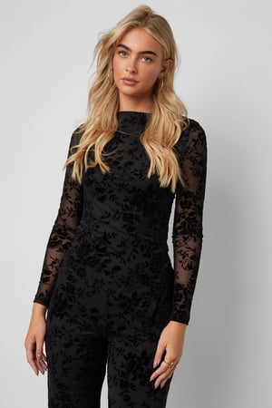 Polyester fiber (polyester) Long sleeve tops Floral print Sexy Fall/Winter  Clothes h5 Picture6