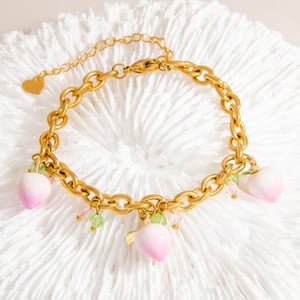 Sweet Peach Edelstahl Goldfarben Charm Armbänder h5 Bild5