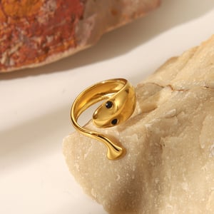 1 Piece Stainless Steel Gold Color Adjustable Rings h5 Picture5