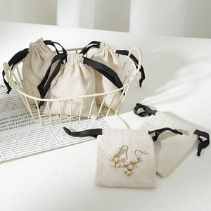 1 Piece Solid Color Cotton and Linen Drawstring Jewelry Bag h5 Picture2