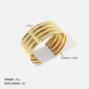 Strip Stainless Steel Gold Color Cuff Bracelet h5