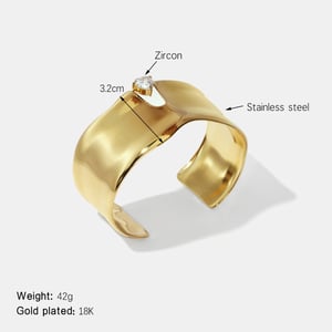 Light Luxury Solid Color Stainless Steel Zircon Cuff Bracelet h5 