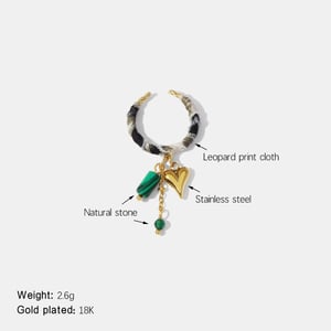 Leopard Fabric Heart Stainless Steel Gold Color Statement Ring h5