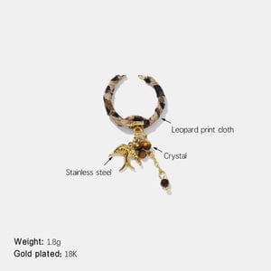 Leopard Fabric Bird Stainless Steel Gold Color Statement Ring h5