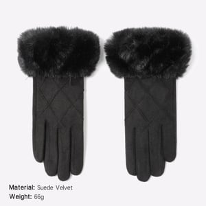 1 Pair Elegant Suede Plush Winter Gloves h5 Picture2