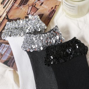 1 Piece Light Luxury Sequin Knitted Women's Mid - calf Socks h5 Picture4