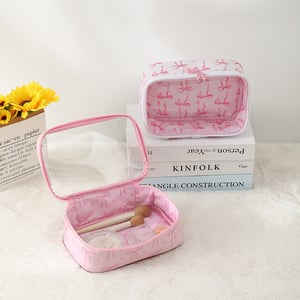 1 Adet Basit Tatlı Fiyonk Düğümlü Kadın Makyaj Çantası h5 Resim3