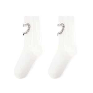 Light Luxury Rhinestone Studded Hollow Heart Knitted Pure Cotton Women's Socks h5