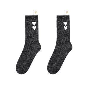 Fashion Heart Shaped Silver Thread Knitted Pure Cotton Women's Mid - calf Socks h5