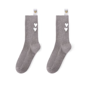 Fashion Heart Shaped Silver Thread Knitted Pure Cotton Women's Mid - calf Socks h5 Picture3