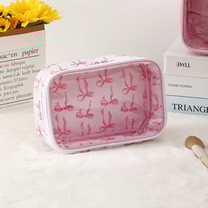 1 Adet Basit Tatlı Fiyonk Düğümlü Kadın Makyaj Çantası h5 