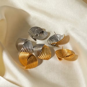 1 pair fashion simple style commute geometric stainless steel  gold plated women's stud earrings h5 Picture7