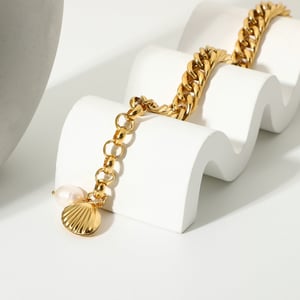 1 Stück Cuba Fancy Simple Fashion Style Edelstahl 18 Karat vergoldet Süßwasserperle Damen Kettenarmbänder h5 Bild5