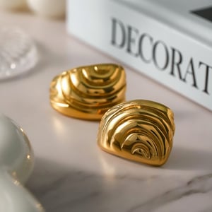 18 karat gold edelstahl unregelmäßige form faden ohrringe in links und rechts asymmetrische titan stahl ohrringe für frauen h5 Bild4