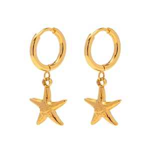 french retro  style  gold stainless steel starfish pendant earrings fashionable women's versatile titanium steel non-fading earrings h5 Picture6
