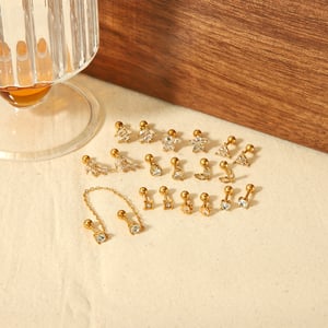 1 pair of exquisite and fashionable  gold-plated stainless steel geometric triangle star love zircon earrings for women's jewelry for daily wear h5 Picture4