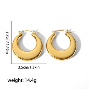 1 pair of simple classic  gold stainless steel smooth flat hollow earrings for women jewelry daily wear h5 Picture5