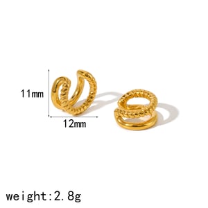 1 pair of stylish  gold-plated stainless steel geometric twist linear ear clips for ladies daily wear h5 Picture5