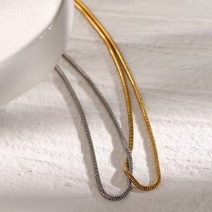 stainless steel and silver color matching flat snake bone chain necklace  cold style unique design titanium steel necklace h5 Picture4