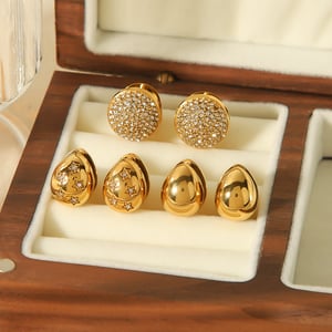 1 pair of fashionable classic  gold-plated stainless steel double-sided diamond geometric earrings for women's jewelry for daily wear h5 Picture3