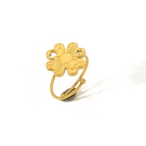 1 piece of classic fashion  gold-plated stainless steel butterfly love heart-shaped adjustable ring for women's jewelry for daily wear h5 Picture9