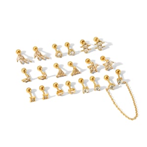 1 pair of exquisite and fashionable  gold-plated stainless steel geometric triangle star love zircon earrings for women's jewelry for daily wear h5 Picture5