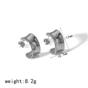 1 pair of classic  gold plated stainless steel C-shaped polished casting earrings for women daily jewelry h5 Picture6