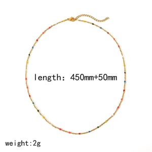 1 collar de clavícula con cuentas de colores de acero inoxidable chapado en oro de 18 quilates de moda para mujer para uso diario h5 Imagen5