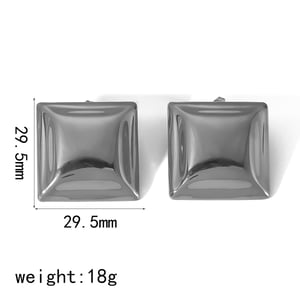1 pair of fashionable high quality  gold plated stainless steel geometric square earrings suitable for women's daily wear h5 Picture6