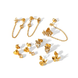 1 pair of exquisite and fashionable  gold-plated stainless steel flower heart earrings for women for daily wear h5 Picture5