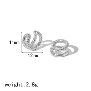 1 pair of stylish  gold-plated stainless steel geometric twist linear ear clips for ladies daily wear h5 Picture6