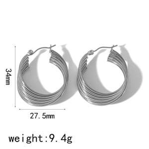 1 pair of personalized classic  gold-plated stainless steel geometric five-wire metal earrings for women's daily wear h5 Picture7