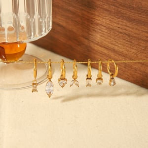 1 pair simple series daily geometric  gold plated zircon women drop earrings h5 Picture4