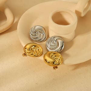 1 pair simple series daily geometric stainless steel  gold plated women stud earrings h5 Picture4