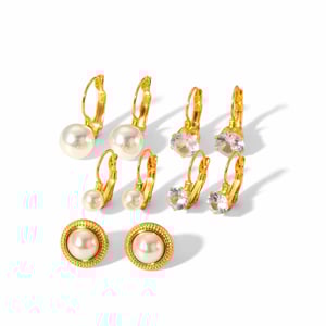 1 pair of elegant and fashionable  gold-plated stainless steel pearl earrings for women for daily wear h5 Picture5