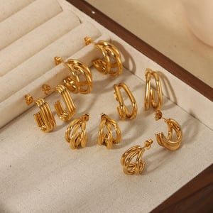 1 pair of simple and fashionable  gold-plated stainless steel irregular geometric metal wire earrings for women's jewelry for daily wear h5 Picture4