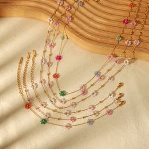 1 piece of fashionable and exquisite  gold-plated stainless steel colorful daisy flower bracelet for women's jewelry for daily wear h5 Picture3