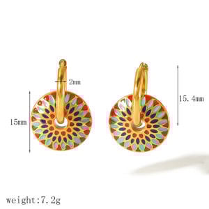 1 pair of fashion classic  gold-plated stainless steel vintage drip glaze color earrings ladies jewelry daily wear h5 Picture5