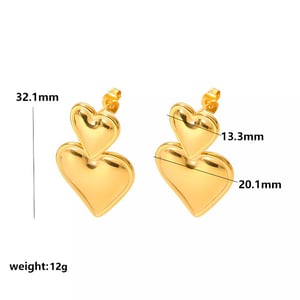 1 pair of elegant and fashionable  gold-plated stainless steel colorful oil drop love pendant earrings for women's jewelry for daily wear h5 Picture6