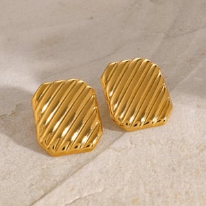 1 pair simple style square shape stainless steel  gold plated women's stud earrings h5 Picture9
