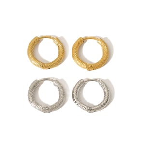 1 pair of simple and fashionable  gold-plated stainless steel geometric diamond pattern earrings for women's jewelry for daily wear h5 Picture5