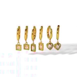 1 piece of fashion classic  gold-plated stainless steel geometric heart-shaped square pendant earrings for women for daily wear h5 Picture5